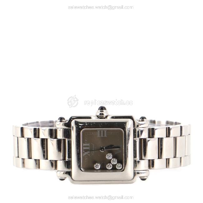 Chopard Gray Happy Sport Square Quartz Stainless Steel with Diamonds 27 Watch Chopard Gray Happy Sport Square Quartz Stainless Steel with Diamonds 27 Watch