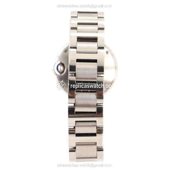 Cartier White Ballon Bleu De Quartz Stainless Steel with Diamond Bezel Watch Cartier White Ballon Bleu De Quartz Stainless Steel with Diamond Bezel Watch