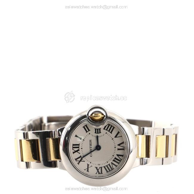 Cartier Silver Ballon Bleu De Quartz Stainless Steel and Yellow Gold 29 Watch Cartier Silver Ballon Bleu De Quartz Stainless Steel and Yellow Gold 29 Watch