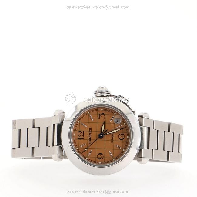 Cartier Brown Pasha C Gmt Stainless Steel 35 Watch Cartier Brown Pasha C Gmt Stainless Steel 35 Watch