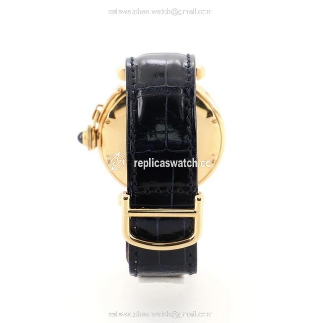 Cartier Silver Pasha Moonphase Date Quartz Yellow Gold and Crocodile 38 Watch Cartier Silver Pasha Moonphase Date Quartz Yellow Gold and Crocodile 38 Watch