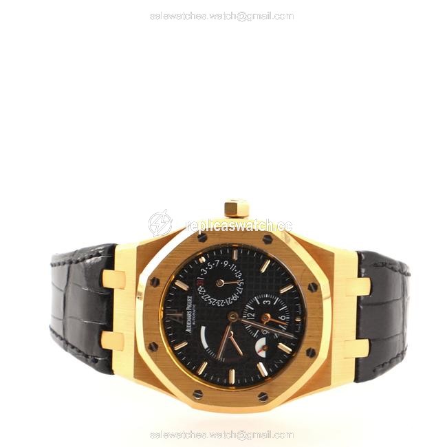 Audemars Piguet Black Royal Oak Dual Time Rose Gold and Alligator 39 Watch Audemars Piguet Black Royal Oak Dual Time Rose Gold and Alligator 39 Watch