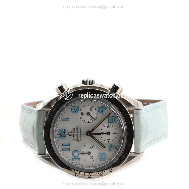 Omega White Speedmaster Reduced Chronograph Stainless Steel Watch Omega White Speedmaster Reduced Chronograph Stainless Steel Watch
