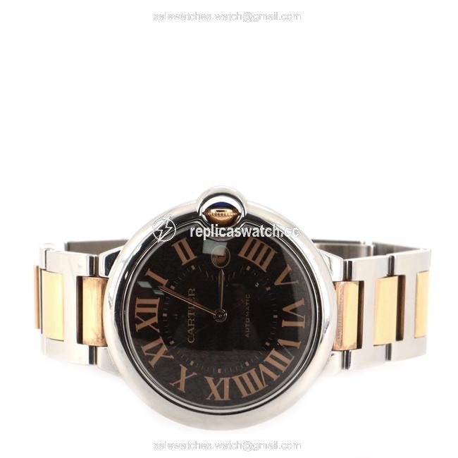 Cartier Brown Ballon Bleu De Stainless Steel and Rose Gold Watch Cartier Brown Ballon Bleu De Stainless Steel and Rose Gold Watch