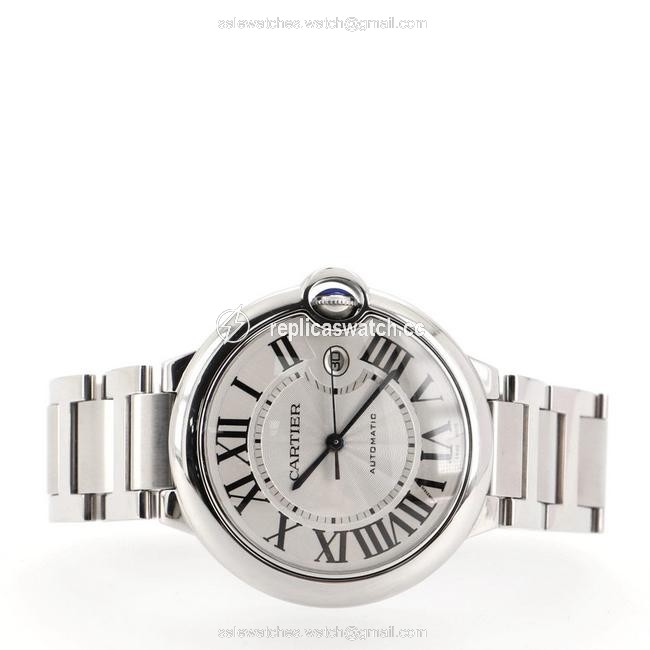 Cartier Silver Ballon Bleu De Stainless Steel 42 Watch Cartier Silver Ballon Bleu De Stainless Steel 42 Watch