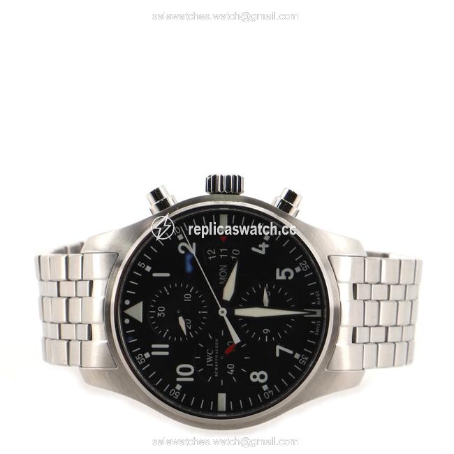 IWC SCHAFFHAUSEN Black Pilot Chronograph Stainless Steel 43 Watch IWC SCHAFFHAUSEN Black Pilot Chronograph Stainless Steel 43 Watch