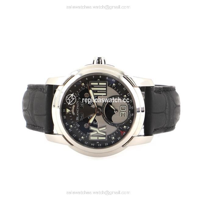 Blancpain Gray L-evolution Moonphase 8 Days Stainless Steel and Allig Watch Blancpain Gray L-evolution Moonphase 8 Days Stainless Steel and Allig Watch