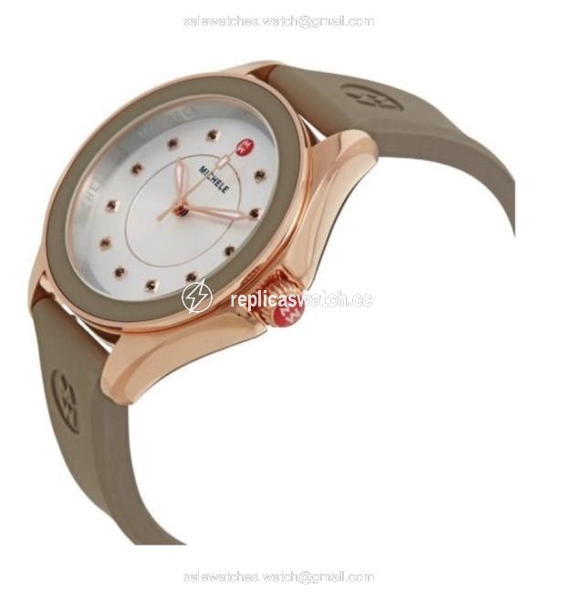 Michele Brown/Rose Gold Mww27a000014 Cape Smoky Quartz Gold-tone Cocoa Watch Michele Brown/Rose Gold Mww27a000014 Cape Smoky Quartz Gold-tone Cocoa Watch