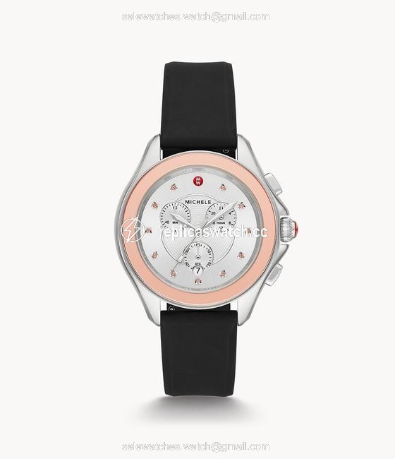 Michele Pink Gold/Stainless/Black Mww27e000001 Cape Gold-tone Misty Rose Topaz Watch Michele Pink Gold/Stainless/Black Mww27e000001 Cape Gold-tone Misty Rose Topaz Watch