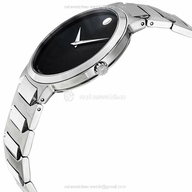 Movado Silver Temo Stainless Bracelet Black Dial Mens Quartz 0607292 Watch Movado Silver Temo Stainless Bracelet Black Dial Mens Quartz 0607292 Watch
