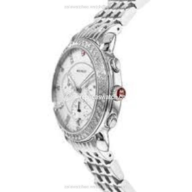 Michele Sliver Sidney Chronograph Diamond Ladies Mww30a000001 Watch Michele Sliver Sidney Chronograph Diamond Ladies Mww30a000001 Watch