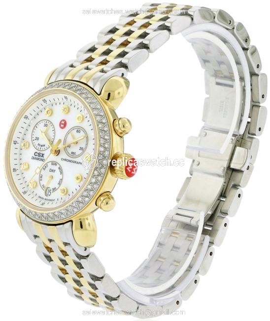 Michele Silver Gold Two Tone Csx 36 Stainless Mother Of Pearl Diamond Dial Mww03m000158 Watch Michele Silver Gold Two Tone Csx 36 Stainless Mother Of Pearl Diamond Dial Mww03m000158 Watch