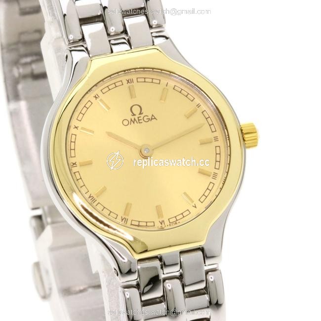 Omega Champagne Gold Tone Stainless Steel De Ville Quartz Womens Wristwatch 23 Mm Watch Omega Champagne Gold Tone Stainless Steel De Ville Quartz Womens Wristwatch 23 Mm Watch