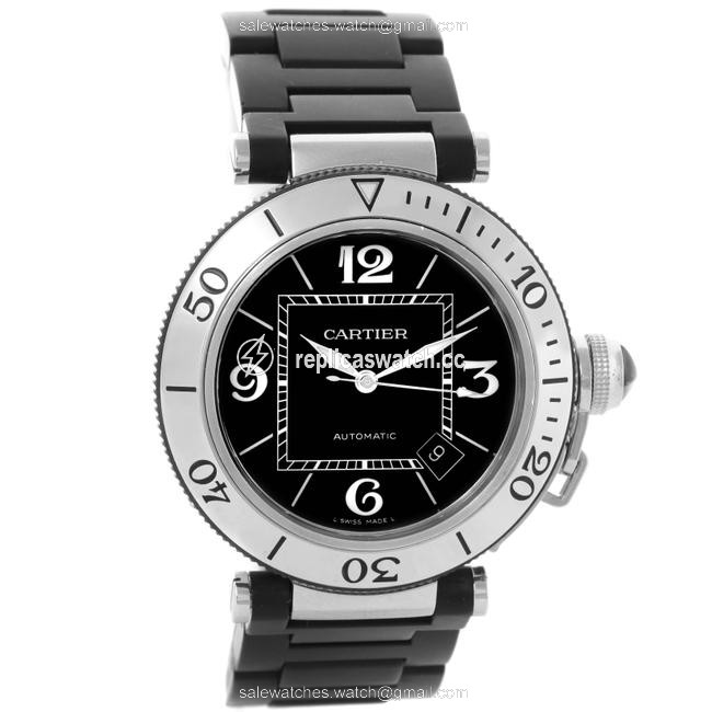 Cartier Black Box Pasha Seatimer Rubber Strap Mens W31077u2 Papers Watch Cartier Black Box Pasha Seatimer Rubber Strap Mens W31077u2 Papers Watch