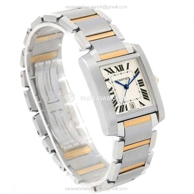 Cartier Silver Tank Francaise Large Steel Yellow Gold Unisex W51005q4 Watch Cartier Silver Tank Francaise Large Steel Yellow Gold Unisex W51005q4 Watch