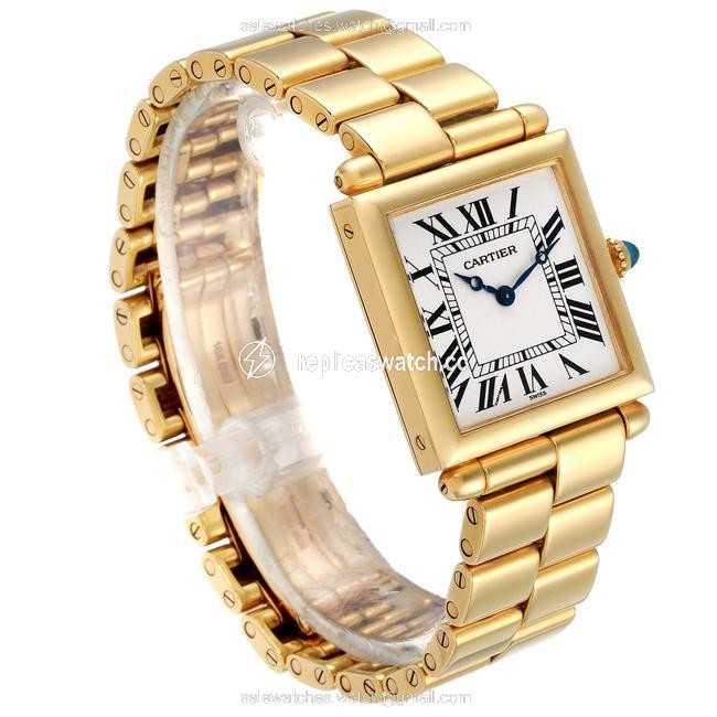 Cartier Silvered Tank Obus Prevee Collection 18k Yellow Gold Ladies 1630 Watch Cartier Silvered Tank Obus Prevee Collection 18k Yellow Gold Ladies 1630 Watch