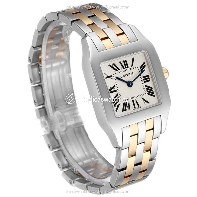 Cartier Silvered Santos Demoiselle Steel 18k Yellow Gold Midsize W25067z6 Watch Cartier Silvered Santos Demoiselle Steel 18k Yellow Gold Midsize W25067z6 Watch