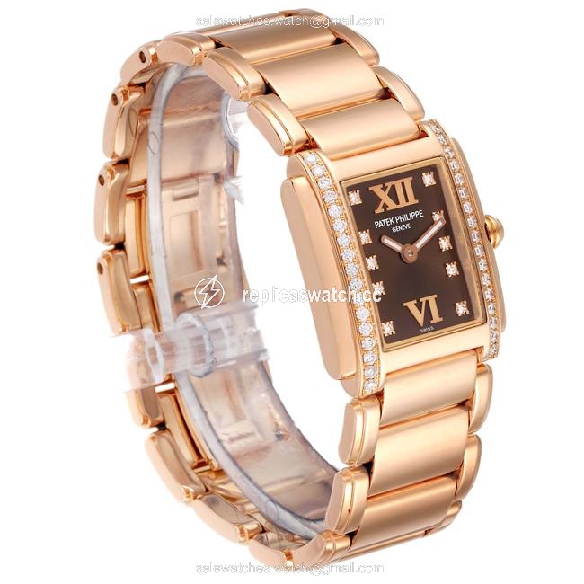 Patek Philippe Brown Twenty-4 Small 18k Rose Gold Diamond Ladies 4908 Watch Patek Philippe Brown Twenty-4 Small 18k Rose Gold Diamond Ladies 4908 Watch