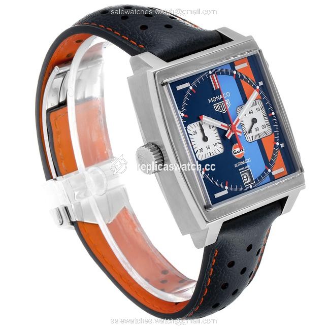 TAG Heuer Navy Blue and Orange Box Monaco Gulf 2018 Chronograph Steel Mens Caw211r Watch TAG Heuer Navy Blue and Orange Box Monaco Gulf 2018 Chronograph Steel Mens Caw211r Watch
