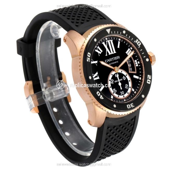 Cartier Black Calibre Rose Gold Dial Mens W7100052 Watch Cartier Black Calibre Rose Gold Dial Mens W7100052 Watch