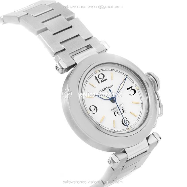 Cartier White Pasha C Midsize Big Date Steel W31044m7 Watch Cartier White Pasha C Midsize Big Date Steel W31044m7 Watch