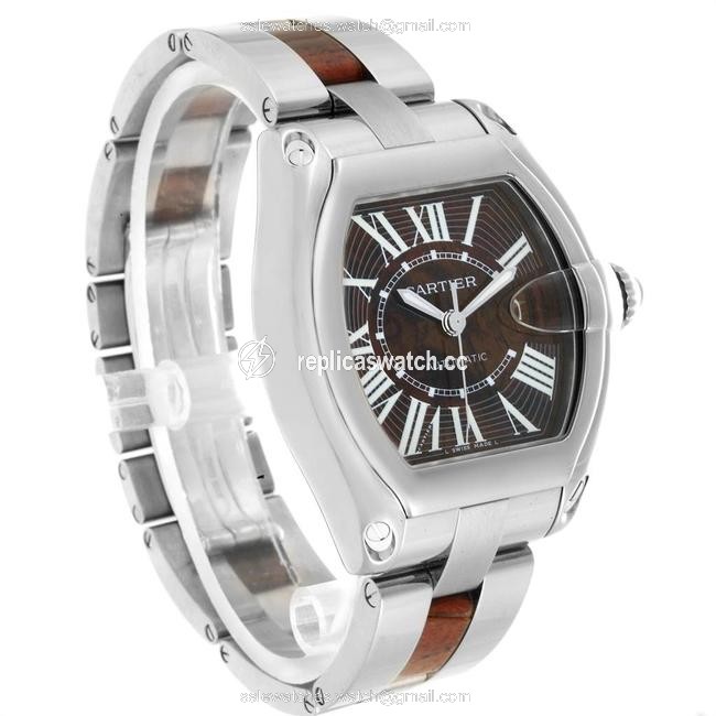 Cartier Walnut Burl Wood XL Roadster White Gold Limited Edition W6206 Watch Cartier Walnut Burl Wood XL Roadster White Gold Limited Edition W6206 Watch