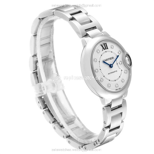 Cartier Silvered Ballon Bleu 33mm Diamond Steel Ladies We902074 Watch Cartier Silvered Ballon Bleu 33mm Diamond Steel Ladies We902074 Watch