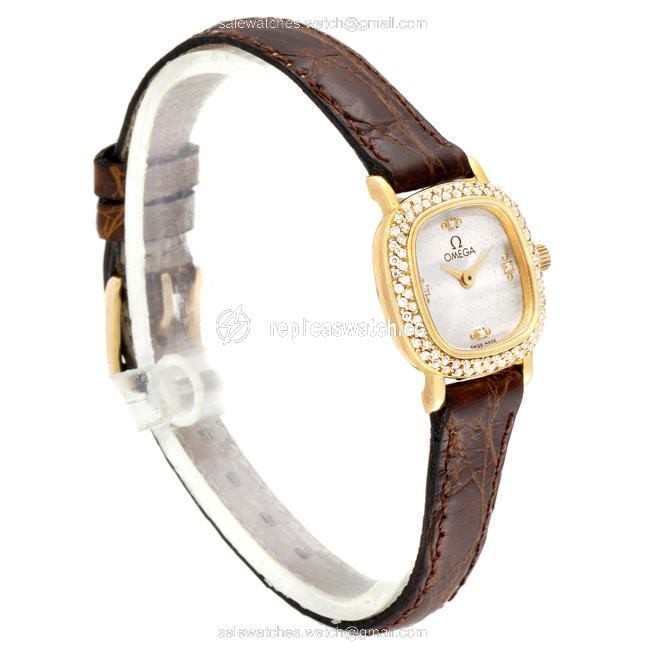 Omega Silver Deville Mini Yellow Gold Diamond Cocktail Ladies 1450 Watch Omega Silver Deville Mini Yellow Gold Diamond Cocktail Ladies 1450 Watch