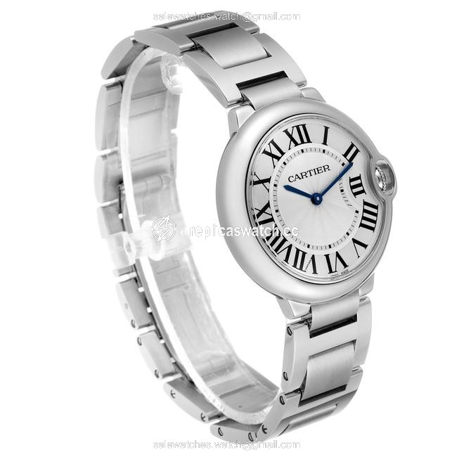 Cartier Silver Ballon Bleu 36 Midsize Guilloche Dial W69011z4 Watch Cartier Silver Ballon Bleu 36 Midsize Guilloche Dial W69011z4 Watch