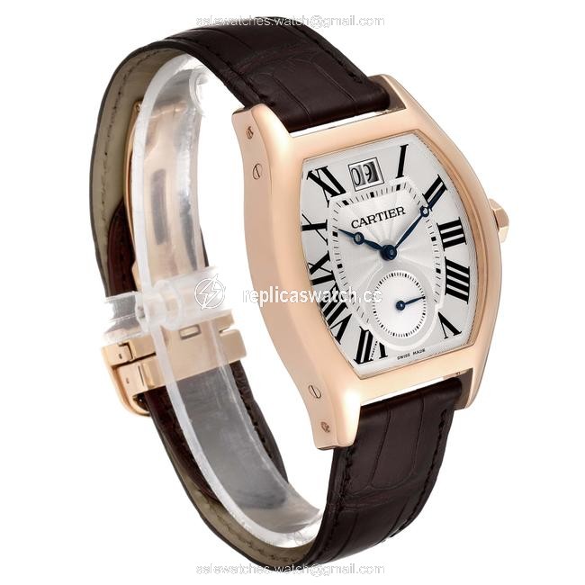 Cartier Silver XL Tortue Flinque Dial 18k Rose Gold Mens W155623 Watch Cartier Silver XL Tortue Flinque Dial 18k Rose Gold Mens W155623 Watch