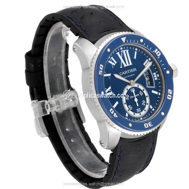 Cartier Blue Calibre Diver Dial Rubber Strap Steel Mens Wsca0011 Watch Cartier Blue Calibre Diver Dial Rubber Strap Steel Mens Wsca0011 Watch
