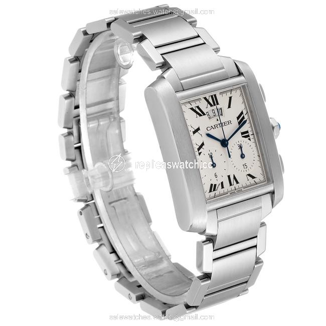 Cartier Silvered Tank Francaise Chrongraph Steel Mens W51024q3 Watch Cartier Silvered Tank Francaise Chrongraph Steel Mens W51024q3 Watch
