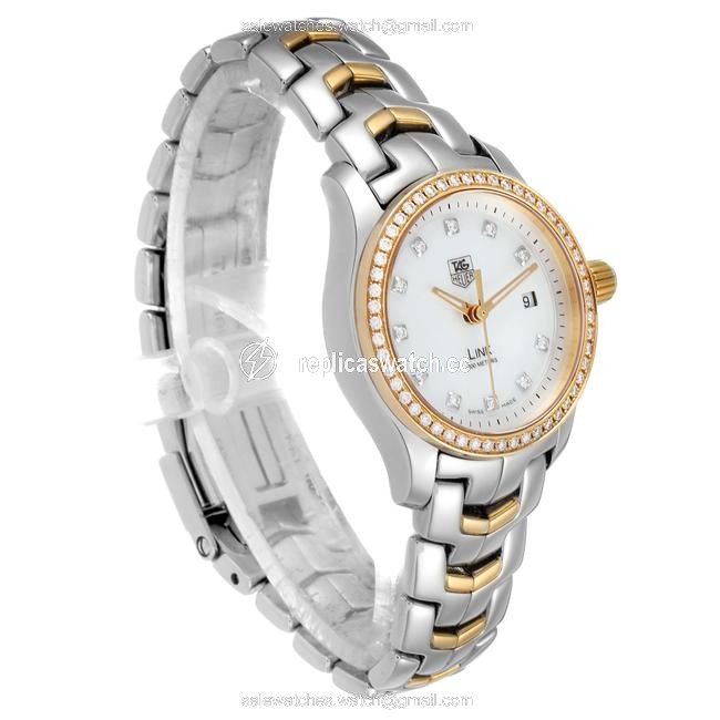 TAG Heuer Mother Of Pearl Link Mop Steel Yellow Gold Diamond Ladies Wjf1354 Watch TAG Heuer Mother Of Pearl Link Mop Steel Yellow Gold Diamond Ladies Wjf1354 Watch