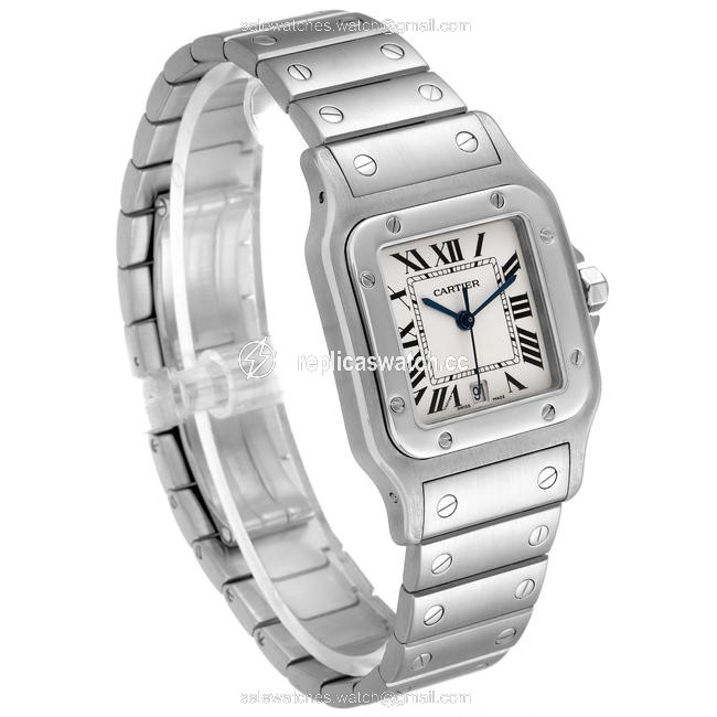 Cartier Silvered Santos Galbee Stainless Steel Mens W20060d6 Watch Cartier Silvered Santos Galbee Stainless Steel Mens W20060d6 Watch