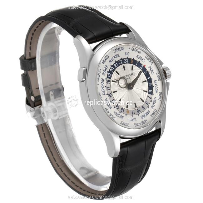 Patek Philippe Silvered Box World Time Complications White Gold 5130 Watch Patek Philippe Silvered Box World Time Complications White Gold 5130 Watch