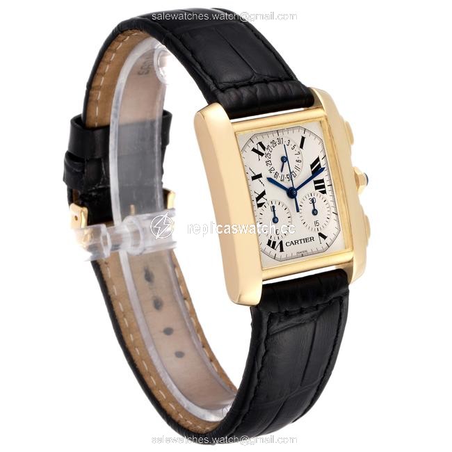Cartier Silvered Tank Francaise Chronoflex 18k Yellow Gold Mens W5000556 Watch Cartier Silvered Tank Francaise Chronoflex 18k Yellow Gold Mens W5000556 Watch