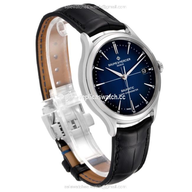 Baume & Mercier Gradient Blue Box Clifton Baumatic Steel Mens 10467 Watch Baume & Mercier Gradient Blue Box Clifton Baumatic Steel Mens 10467 Watch