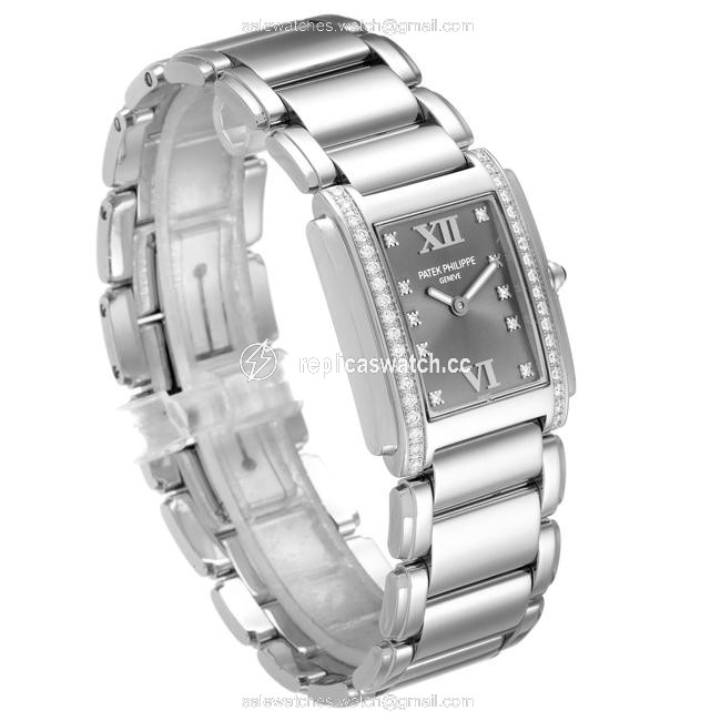 Patek Philippe Gray Twenty-4 Diamond Dial Steel Ladies 4910 Watch Patek Philippe Gray Twenty-4 Diamond Dial Steel Ladies 4910 Watch