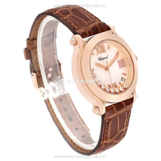 Chopard Mother Of Pearl Happy Sport 7 Floating Diamond Rose Gold Ladies 7471 Watch Chopard Mother Of Pearl Happy Sport 7 Floating Diamond Rose Gold Ladies 7471 Watch