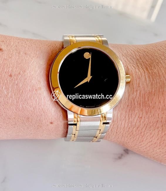 Movado Yellow Gold Silver Black Stiri Dial Two-tone Stainless Steel Watch Movado Yellow Gold Silver Black Stiri Dial Two-tone Stainless Steel Watch