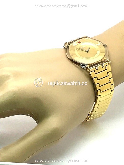 Swatch Yellow Gold Sfk399g Skin Punto Rosso Womens Swiss Quartz Analog Watch Swatch Yellow Gold Sfk399g Skin Punto Rosso Womens Swiss Quartz Analog Watch