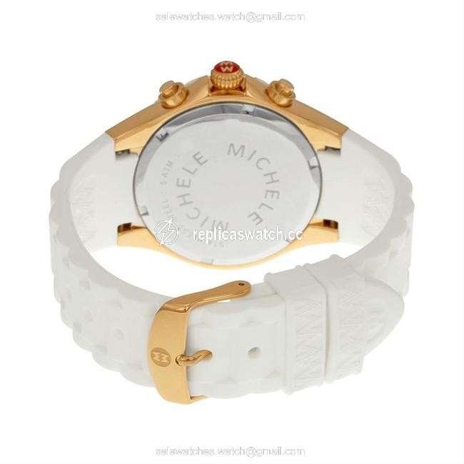 Michele White Rose Gold Jelly Tahitian Silicone Stainless Steel Chronograph Mww12f000030 Watch Michele White Rose Gold Jelly Tahitian Silicone Stainless Steel Chronograph Mww12f000030 Watch