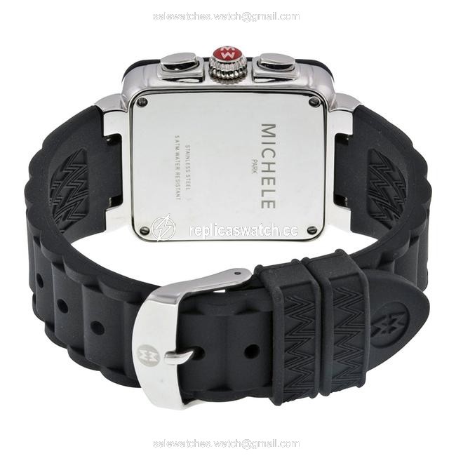 Michele Black Womens Park Silicone Silver Tone Stainless Steel Chronograph Mww06l000002 Watch Michele Black Womens Park Silicone Silver Tone Stainless Steel Chronograph Mww06l000002 Watch