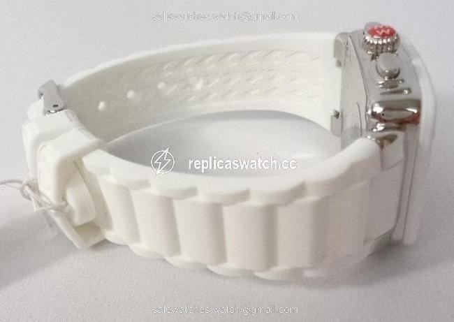 Michele White Park Silicone Silver Tone Chronograph Mww06l000001 Watch Michele White Park Silicone Silver Tone Chronograph Mww06l000001 Watch