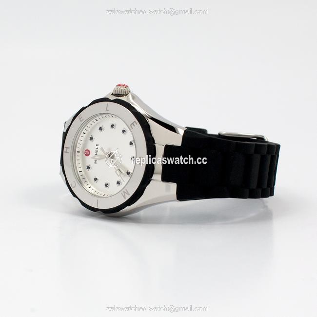 Michele Black/Silver Jelly Petite Tahitian Bean Topaz Tone Watch Michele Black/Silver Jelly Petite Tahitian Bean Topaz Tone Watch