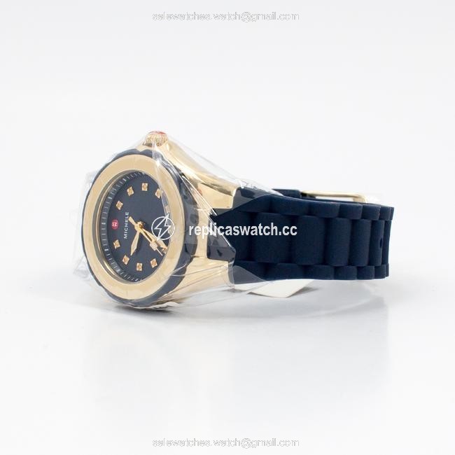 Michele Navy/Gold Jelly Petite Tahitian Bean Tone Watch Michele Navy/Gold Jelly Petite Tahitian Bean Tone Watch