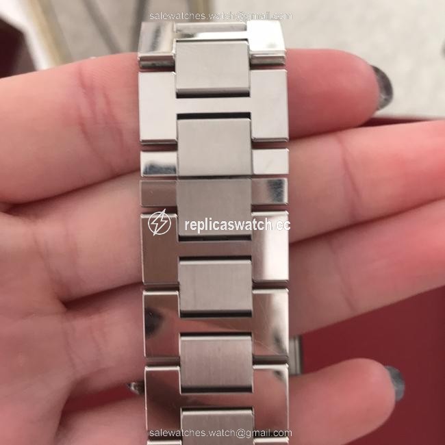 Cartier Silver with Synethetic Blue Marker Large Tank Solo Watch Cartier Silver with Synethetic Blue Marker Large Tank Solo Watch