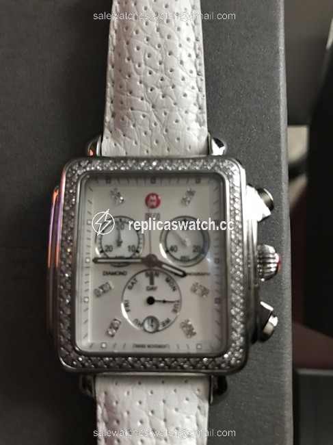 Michele Silver XL Diamond Deco with Extra Bands Watch Michele Silver XL Diamond Deco with Extra Bands Watch