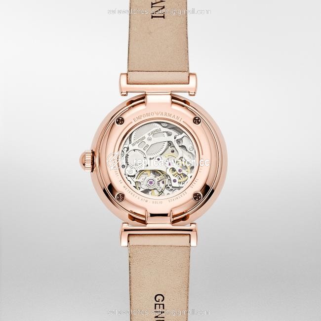 Emporio Armani Beige Meccanico Leather Womens Ar60001 Watch Emporio Armani Beige Meccanico Leather Womens Ar60001 Watch