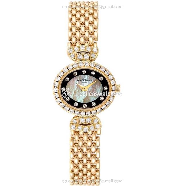 Baume & Mercier Mop Diamonds 18k Yellow Gold 18523 Womens Wristwatch 22x19.5mm Watch Baume & Mercier Mop Diamonds 18k Yellow Gold 18523 Womens Wristwatch 22x19.5mm Watch